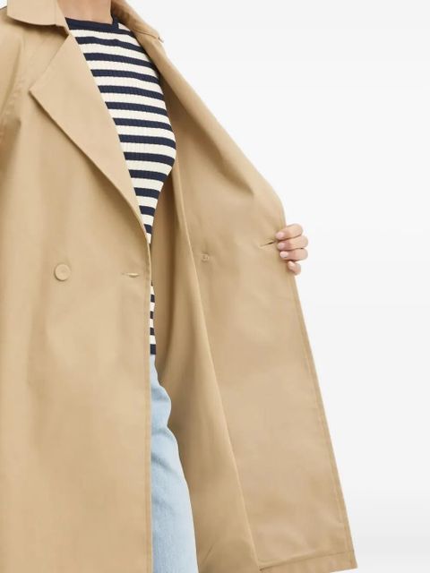 TWINSET floral-embroidered belted trench coat - Brown