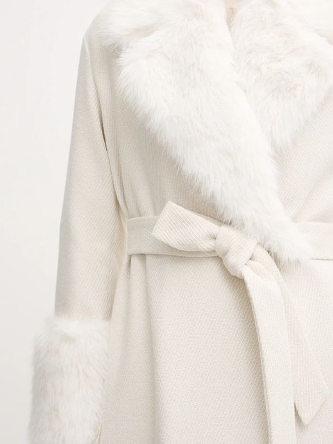 Twinset płaszcz z domieszką wełny kolor beżowy 252TT2040