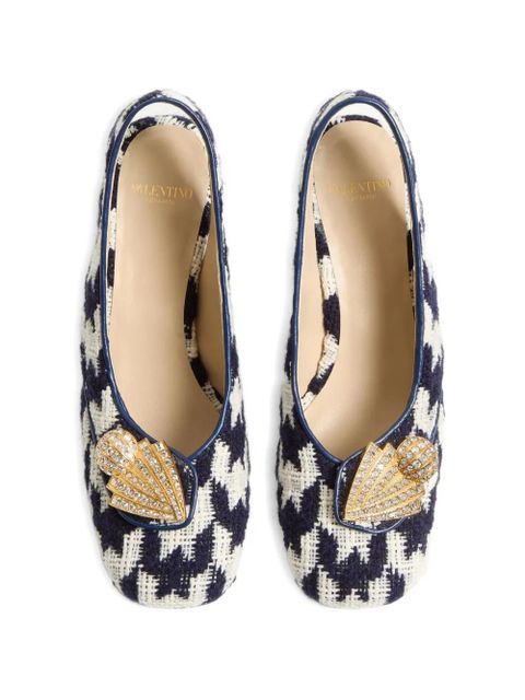 Valentino Garavani Adamantine houndstooth-patterned slingback-detailed pumps - White