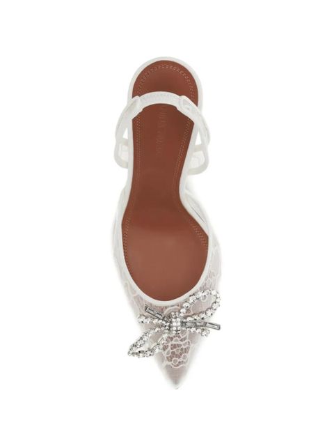 Amina Muaddi Rosie lace embellishment slings - White