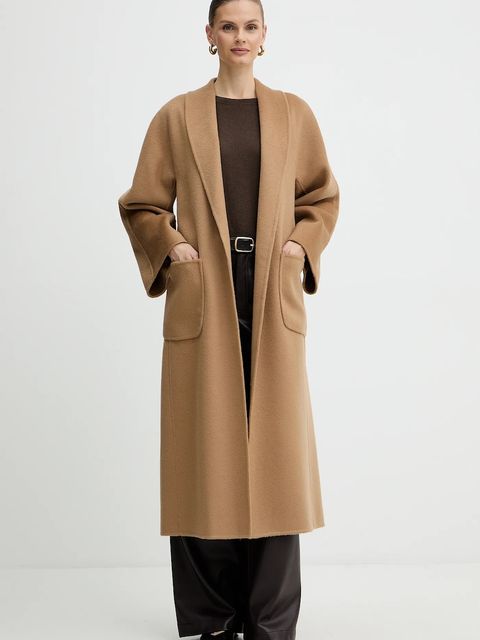 Luisa Spagnoli płaszcz wełniany kolor brązowy 542325 - zdjęcie produktu nr 2