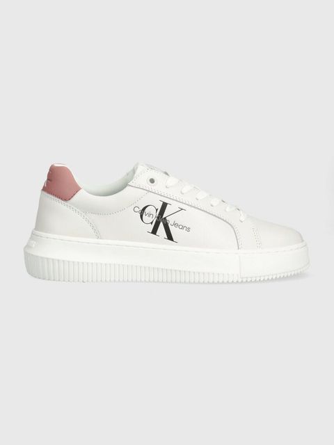 Calvin Klein Jeans sneakersy skórzane YW0YW00823 CHUNKY CUPSOLE MONOLOGO W kolor biały YW0YW00823 - zdjęcie produktu nr 1