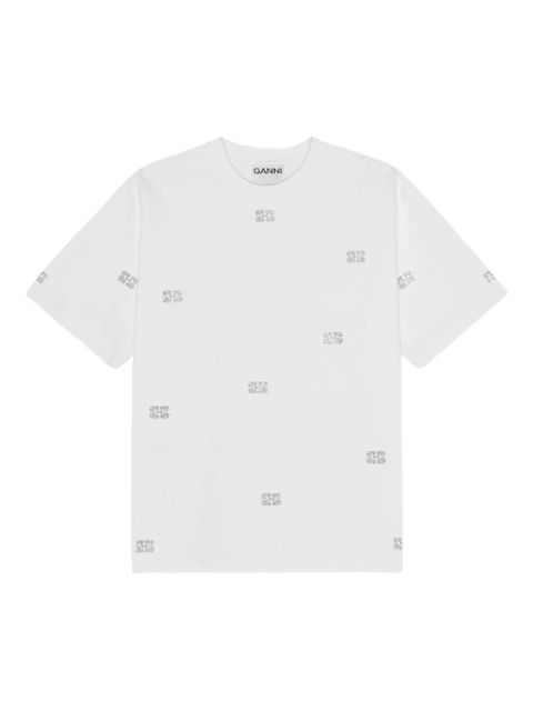 GANNI rhinestone-embellished cotton T-shirt - White - zdjęcie produktu nr 1