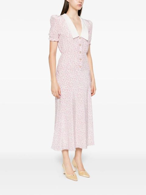 Alessandra Rich floral print midi dress - Pink