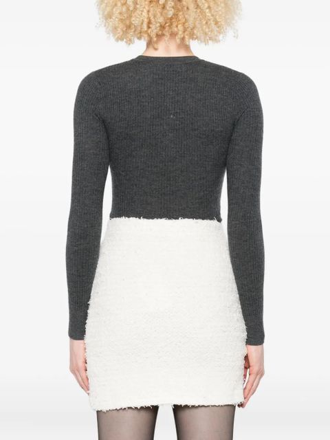 Self-Portrait ribbed-knit bodysuit - Grey