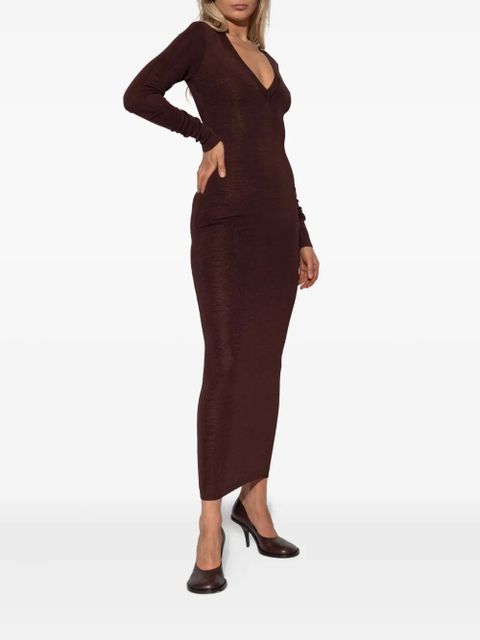 ENTIRE STUDIOS v-neck long-sleeve midi dress - Brown - zdjęcie produktu nr 2