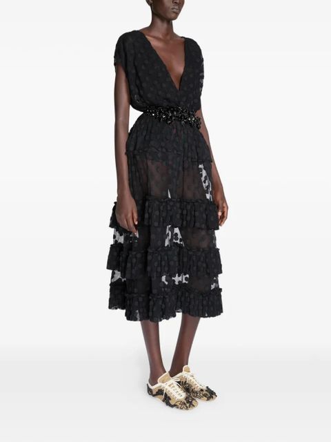 DRIES VAN NOTEN ruffled mesh dress - Black