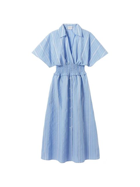 Claudie Pierlot striped shirred cotton dress - Blue - zdjęcie produktu nr 1