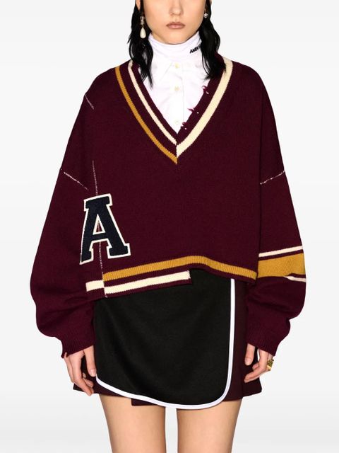 AMBUSH raw-cut striped jumper - Red