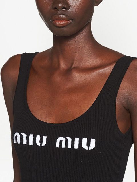 Miu Miu logo-print open-back dress - Black