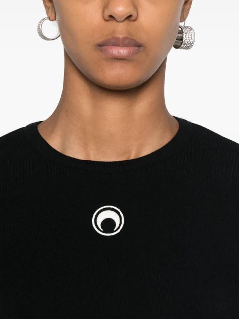 Marine Serre Crescent Moon-embroidered sweater - Black
