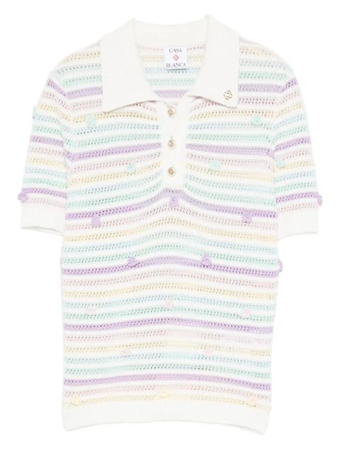Casablanca striped crochet polo shirt - White - zdjęcie produktu nr 1