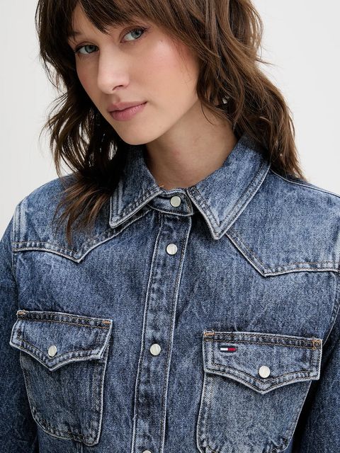 Tommy Jeans sukienka jeansowa kolor granatowy mini rozkloszowana DW0DW21635