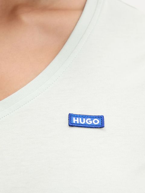 Hugo Blue t-shirt bawełniany damski kolor zielony 50513667