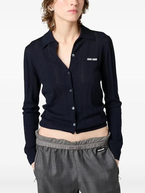 Miu Miu buttoned cashmere cardigan - Blue - zdjęcie produktu nr 1