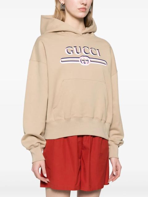Gucci logo-print hoodie - Brown
