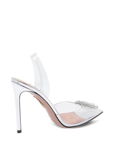 Aquazzura 120mm crystal-embellished slingback pumps - White
