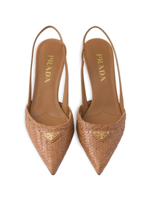 Prada 75mm leather heeled pumps - Brown