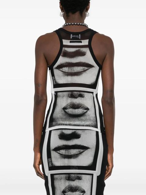 Jean Paul Gaultier face-print mesh top - Black - zdjęcie produktu nr 2