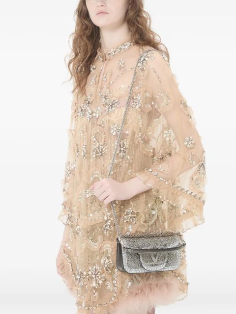 Valentino Garavani small Locò shoulder bag with rhinestones - Silver - zdjęcie produktu nr 2