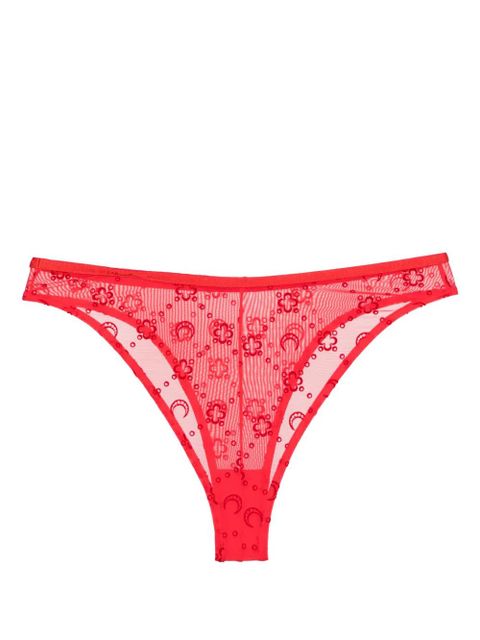 Marine Serre Moonogram-flocked mesh briefs - Red - zdjęcie produktu nr 2