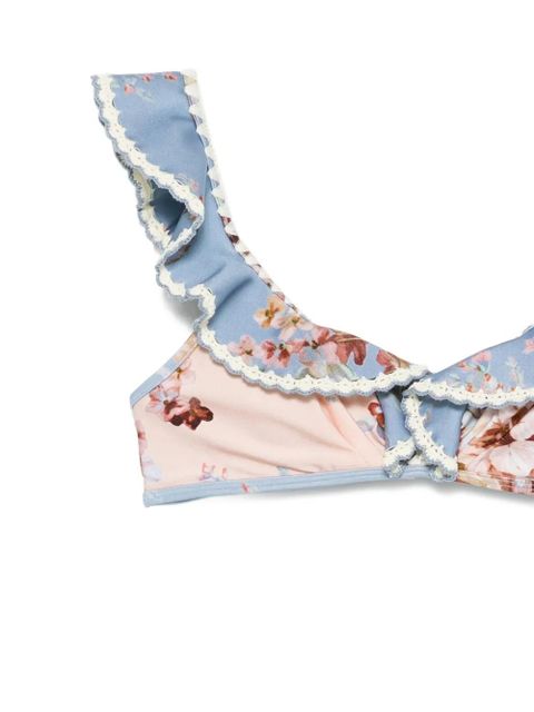 ZIMMERMANN ruffled floral bikini - Blue