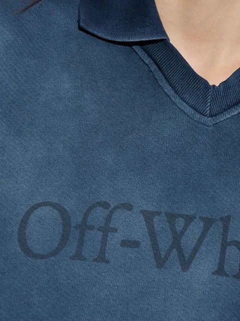 Off-White logo-print cropped sweatshirt - Blue