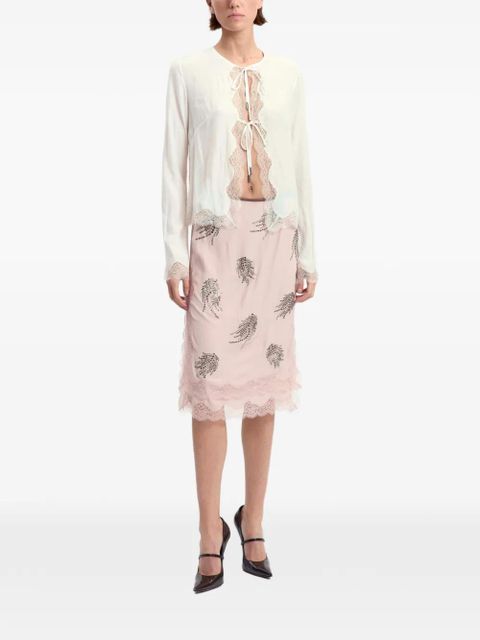 16Arlington Liri crystal-embellished lace-trim midi skirt - Pink - zdjęcie produktu nr 2