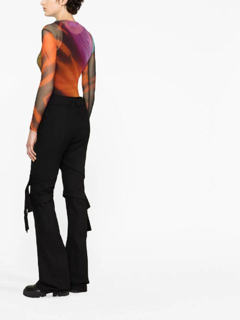 AMBUSH strap-detail flared trousers - Black