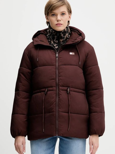Tommy Jeans kurtka kolor brązowy zimowa oversize DW0DW21626 - zdjęcie produktu nr 1