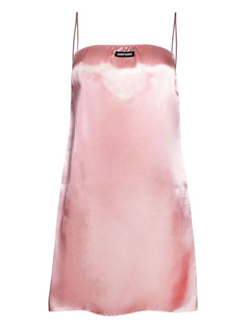 Miu Miu logo-patch satin slip dress - Pink - zdjęcie produktu nr 1