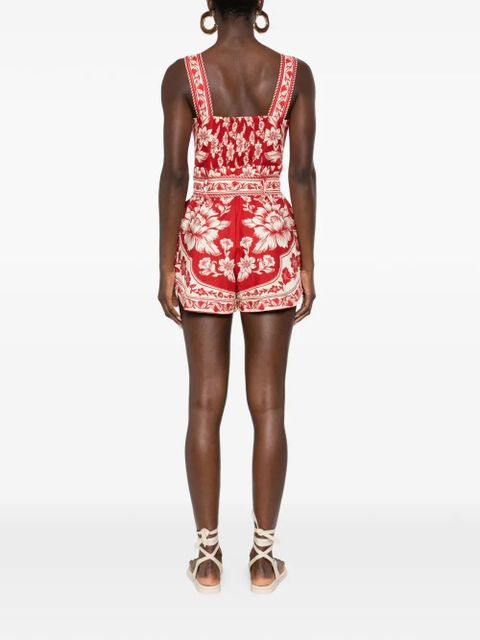 FARM Rio floral belt playsuit - Red