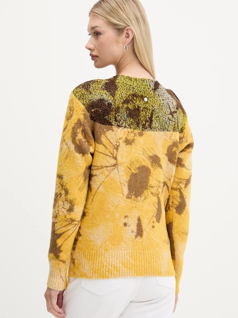 Desigual sweter z domieszką wełny ADAK damski kolor żółty lekki 25WWJF30 - zdjęcie produktu nr 2