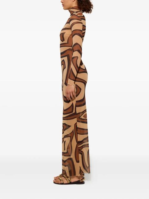 PUCCI wave-print turtleneck dress - Neutrals