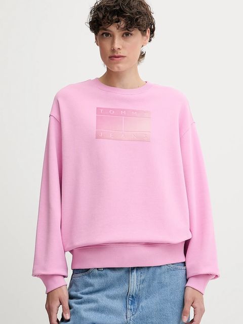 Tommy Jeans bluza bawełniana damska kolor różowy wzorzysta DW0DW21396 - zdjęcie produktu nr 1