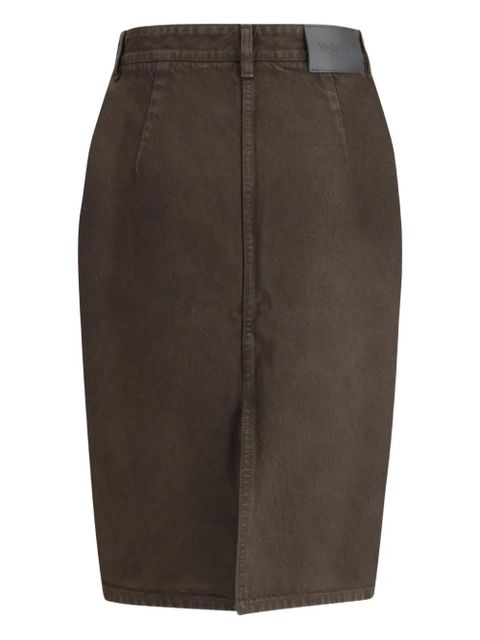 Saint Laurent cotton midi skirt - Brown - zdjęcie produktu nr 2