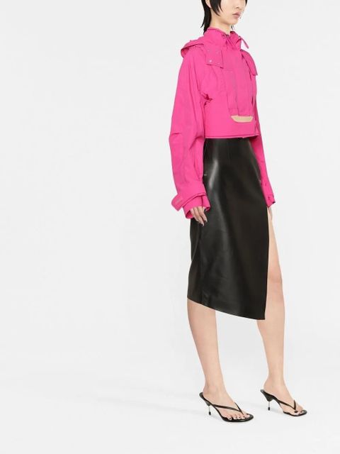 Off-White side-slit leather skirt - Black