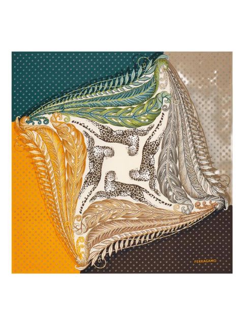 Ferragamo Madras-print silk foulard - Green - zdjęcie produktu nr 1