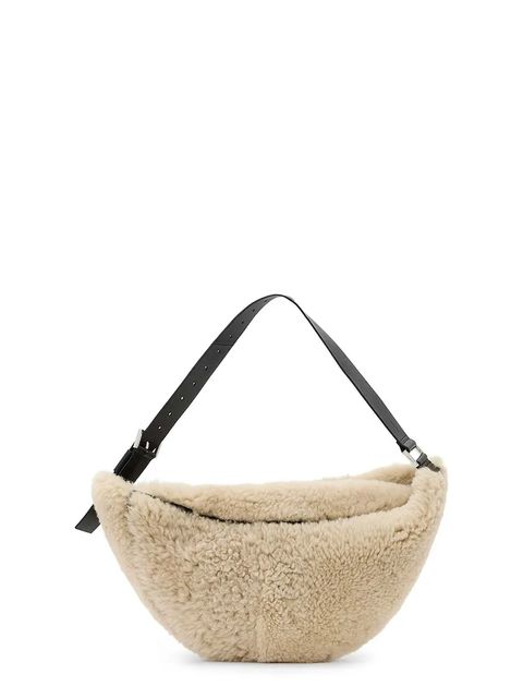 AllSaints torebka skórzana LUNA kolor beżowy W217XD