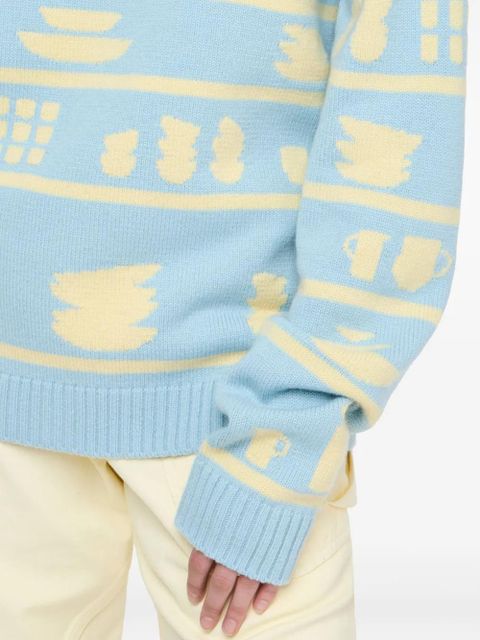 JW Anderson crockery-jacquard jumper - Blue
