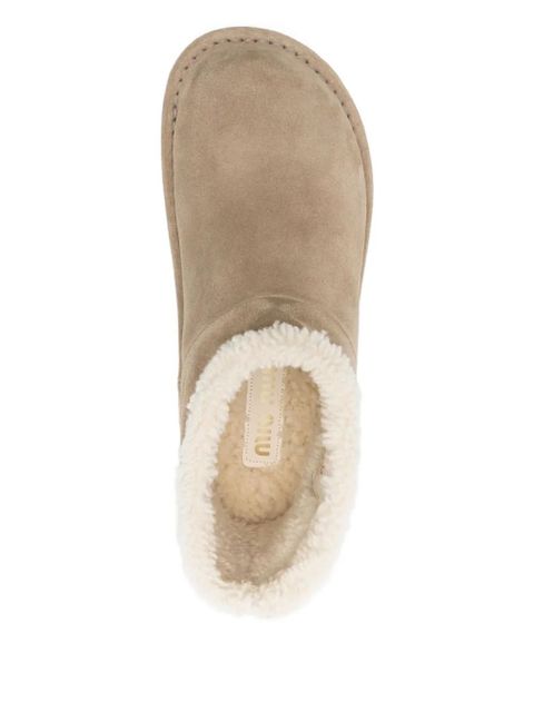 Miu Miu suede shearling-lined ankle boots - Neutrals