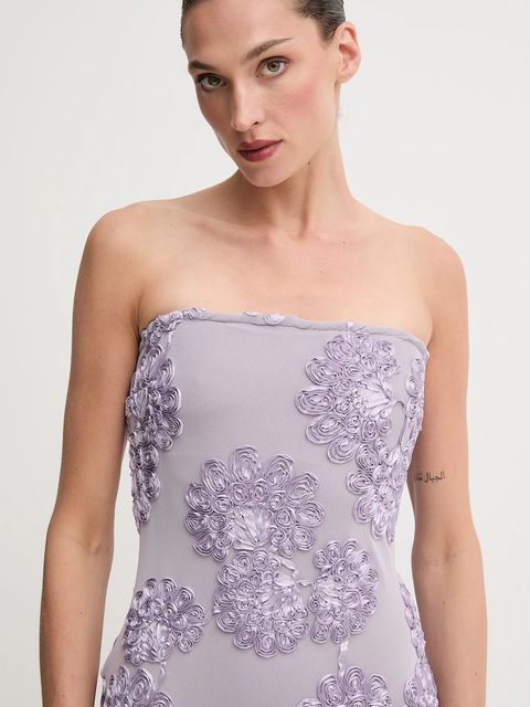 Rotate sukienka kolor fioletowy maxi dopasowana 1142161429