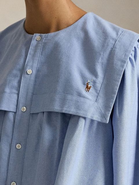 Polo Ralph Lauren koszula bawełniana damskie kolor niebieski relaxed z kołnierzykiem klasycznym 211A96165