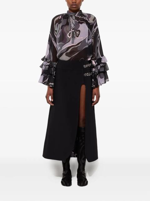 PUCCI slit internal-print midi skirt - Black