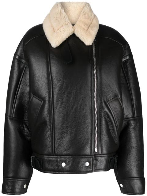 Acne Studios leather shearling jacket - Brown - zdjęcie produktu nr 1
