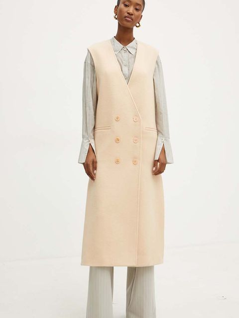 Patrizia Pepe bezrękawnik wełniany kolor beżowy przejściowy 8O0144 A361 - zdjęcie produktu nr 2