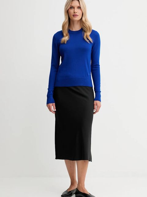 Calvin Klein sweter z dodatkiem wełny damski kolor niebieski lekki LV044D370G - zdjęcie produktu nr 2