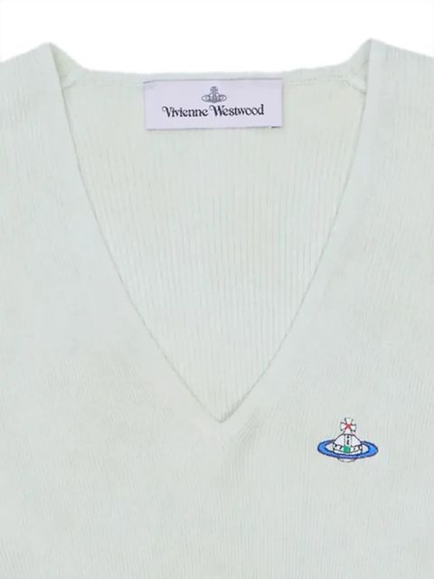 Vivienne Westwood V-neck logo-embroidery sweater - Green