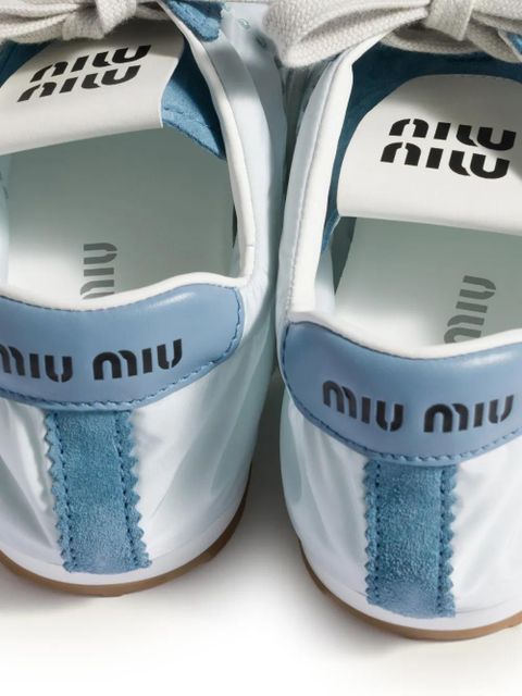 Miu Miu Plume technical fabric and suede sneakers - Blue