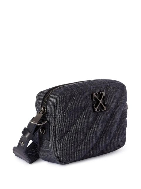 Off-White small quilted denim shoulder bag - Blue